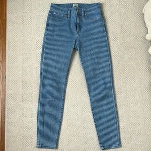 J. Crew 9" high-rise toothpick jean in pinstripe